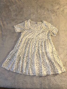 Target White Tiered Leopard-Print Midi Dress